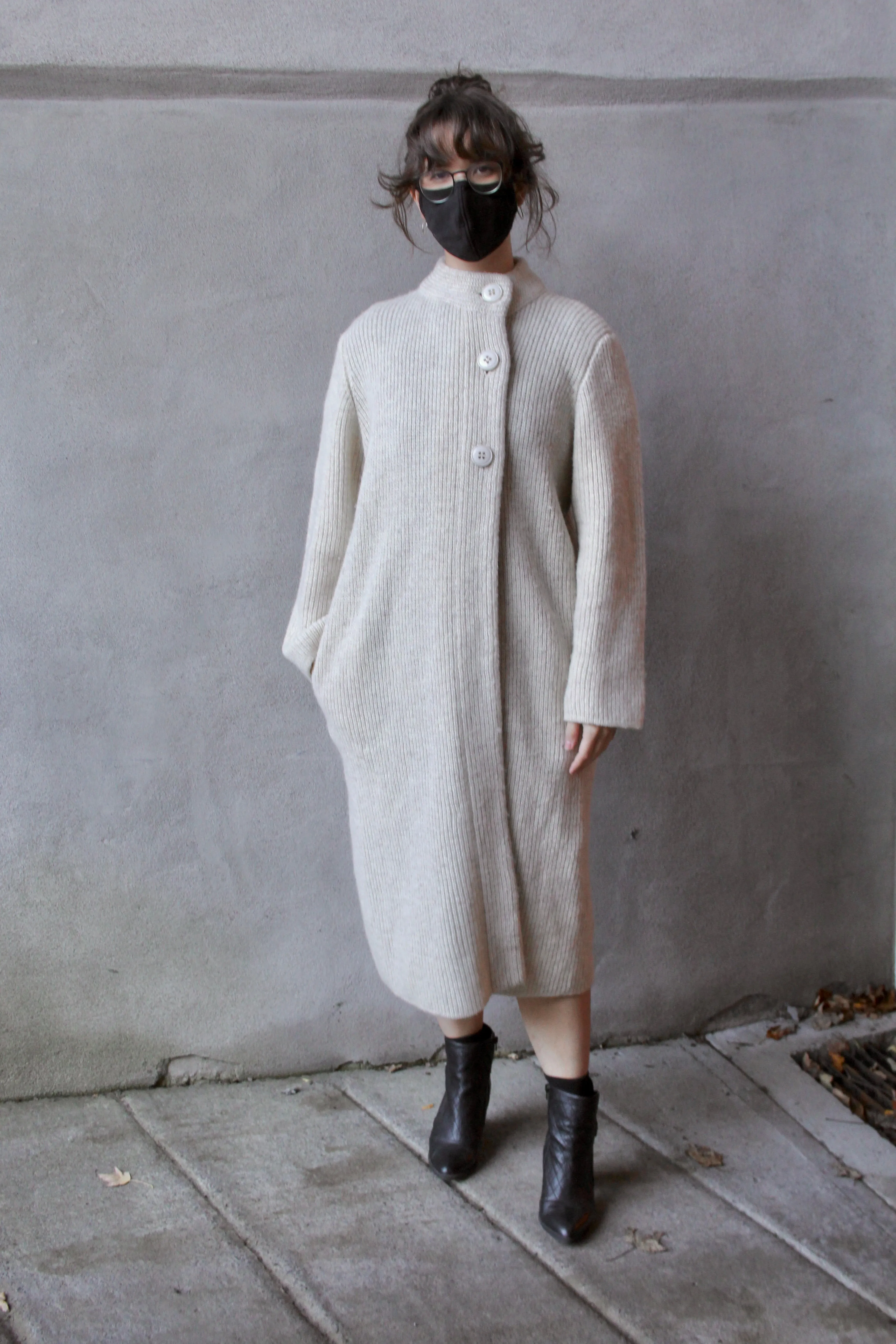 60s 100% Wool Longline Cream Cardigan