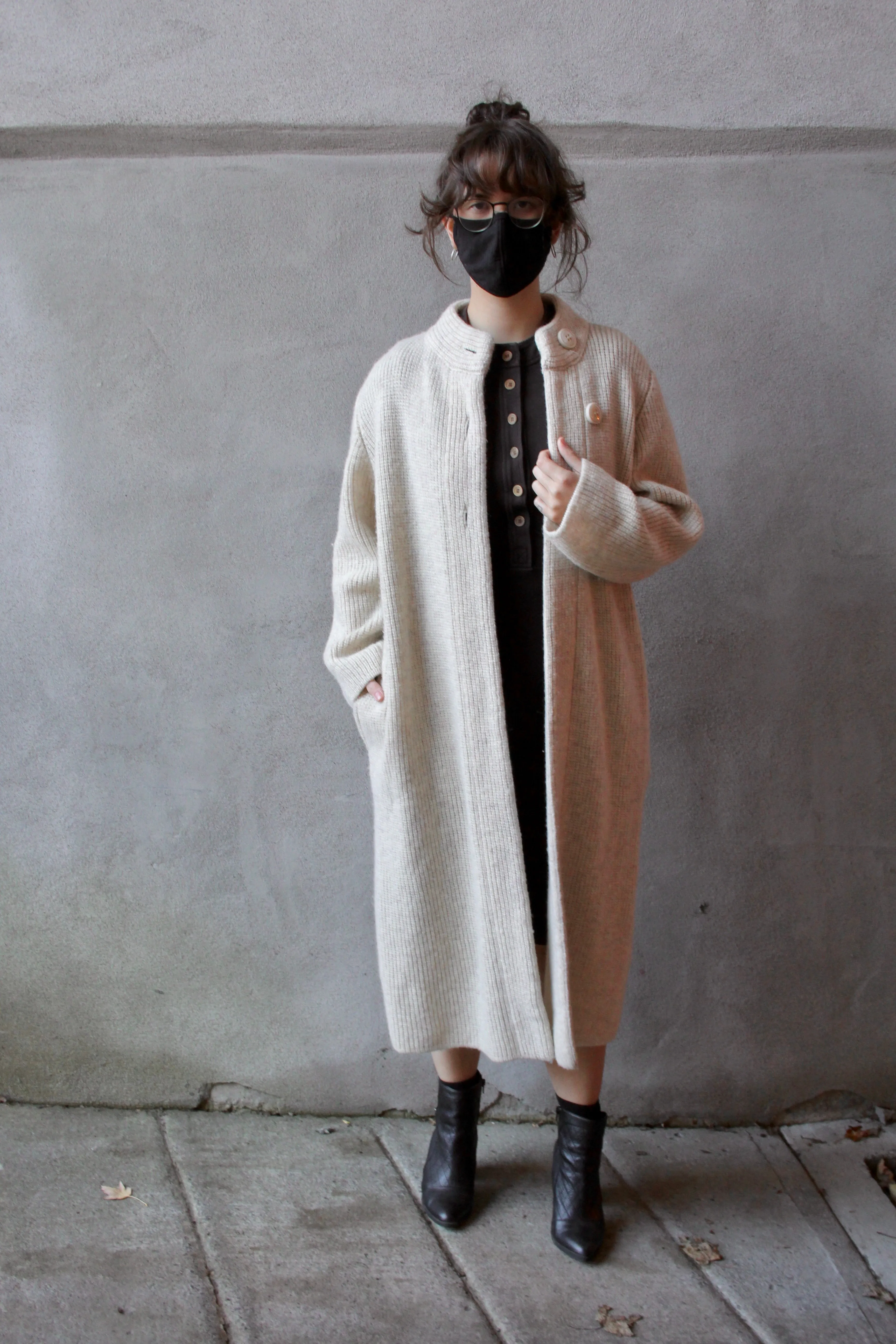 60s 100% Wool Longline Cream Cardigan