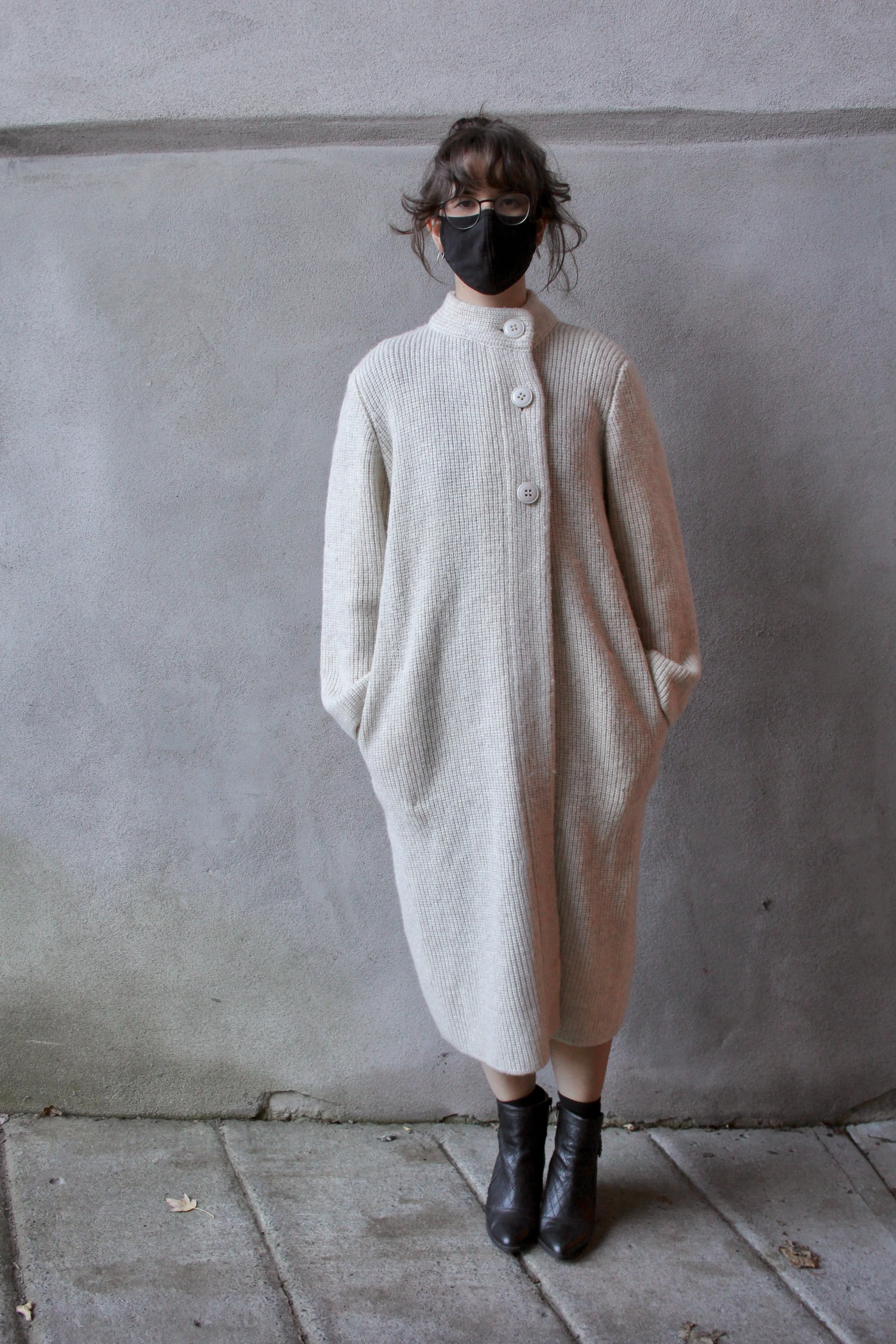 60s 100% Wool Longline Cream Cardigan