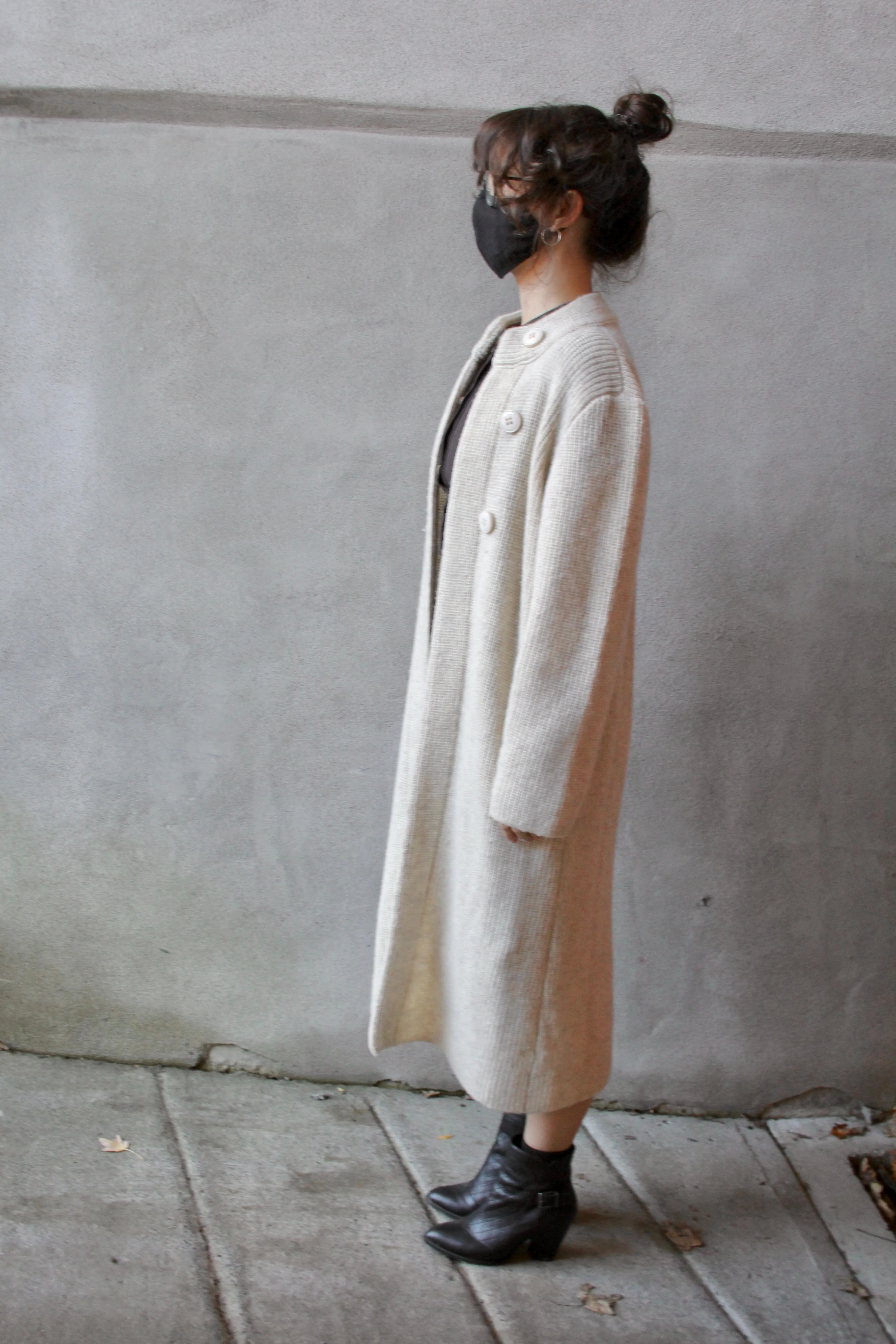 60s 100% Wool Longline Cream Cardigan