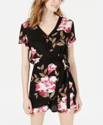 American Rag Juniors' Floral-Print Wrap Romper Size L