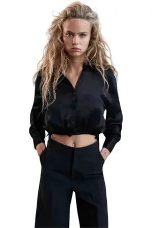 Black Silk Drape Blouse