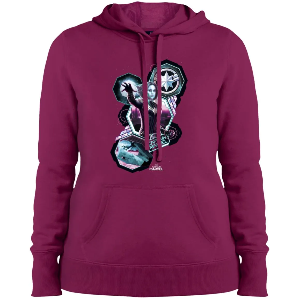 Captain Marvel Space Shapes Portrait Women Hooded Sweatshirt