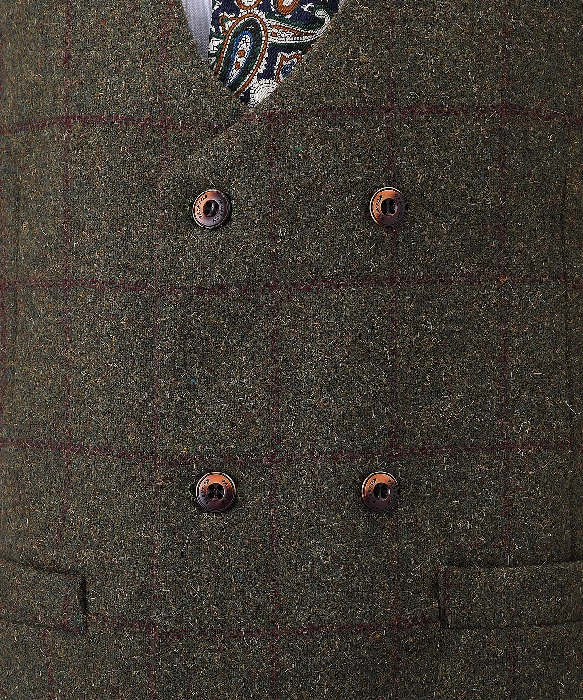 Casual Men's Suit Vest Regular Fit Plaid Tweed Waistcoat