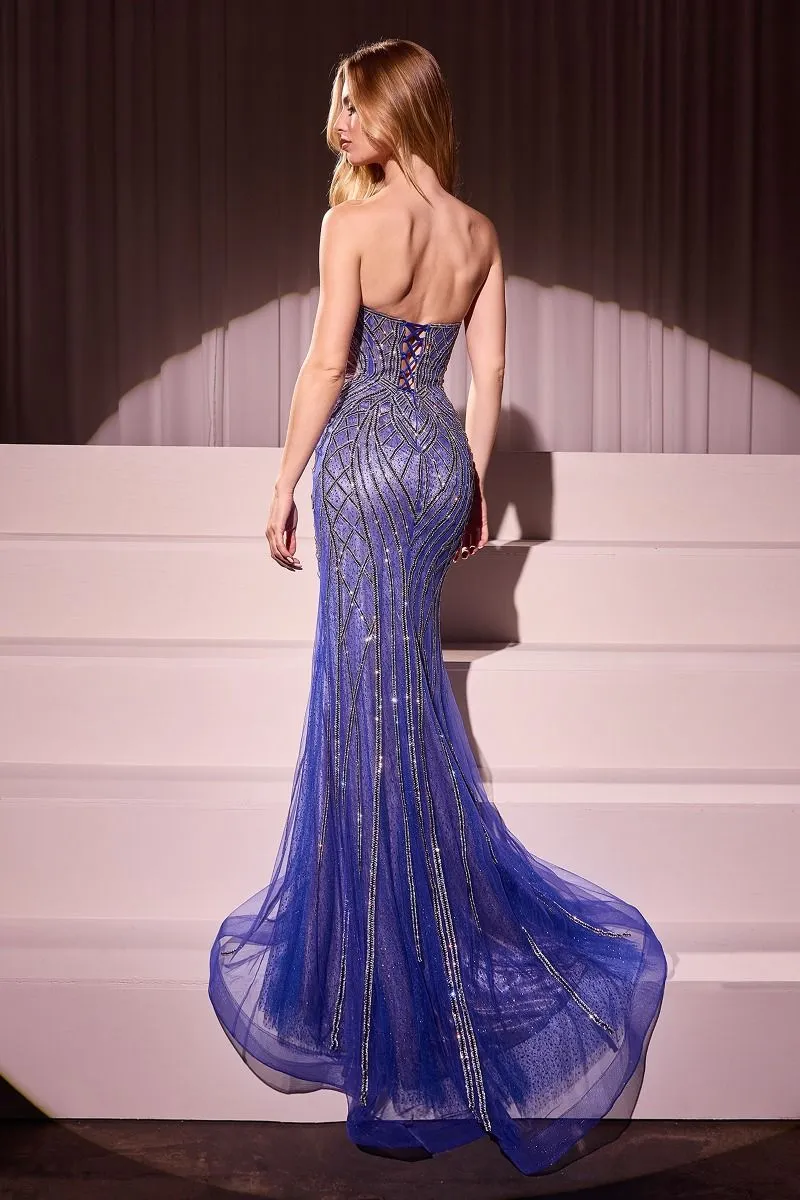CHASKA Embellished Crystal Feature Mermaid Formal Dress