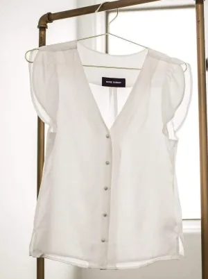 Chelsea Silk Button Up Top · Light Champagne