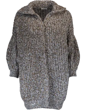 Chunky Paillette Ribbed Cardigan
