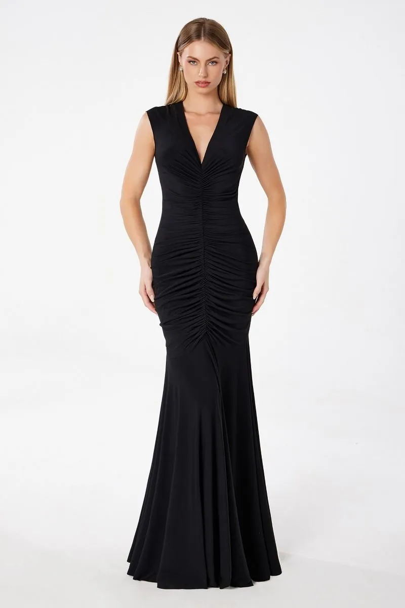 Elegant Sleeveless V-Neck Long Evening Dress | Formal Dress