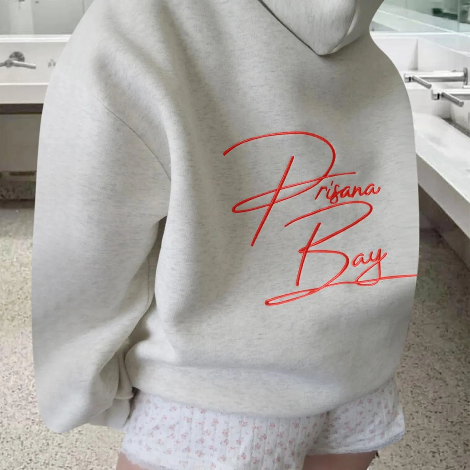 Embroidered Bow Hoodie For Women Trendy Preppy Sweatshirts Aesthetic Hoodies Cute Hoodie Casual Essential Sweater