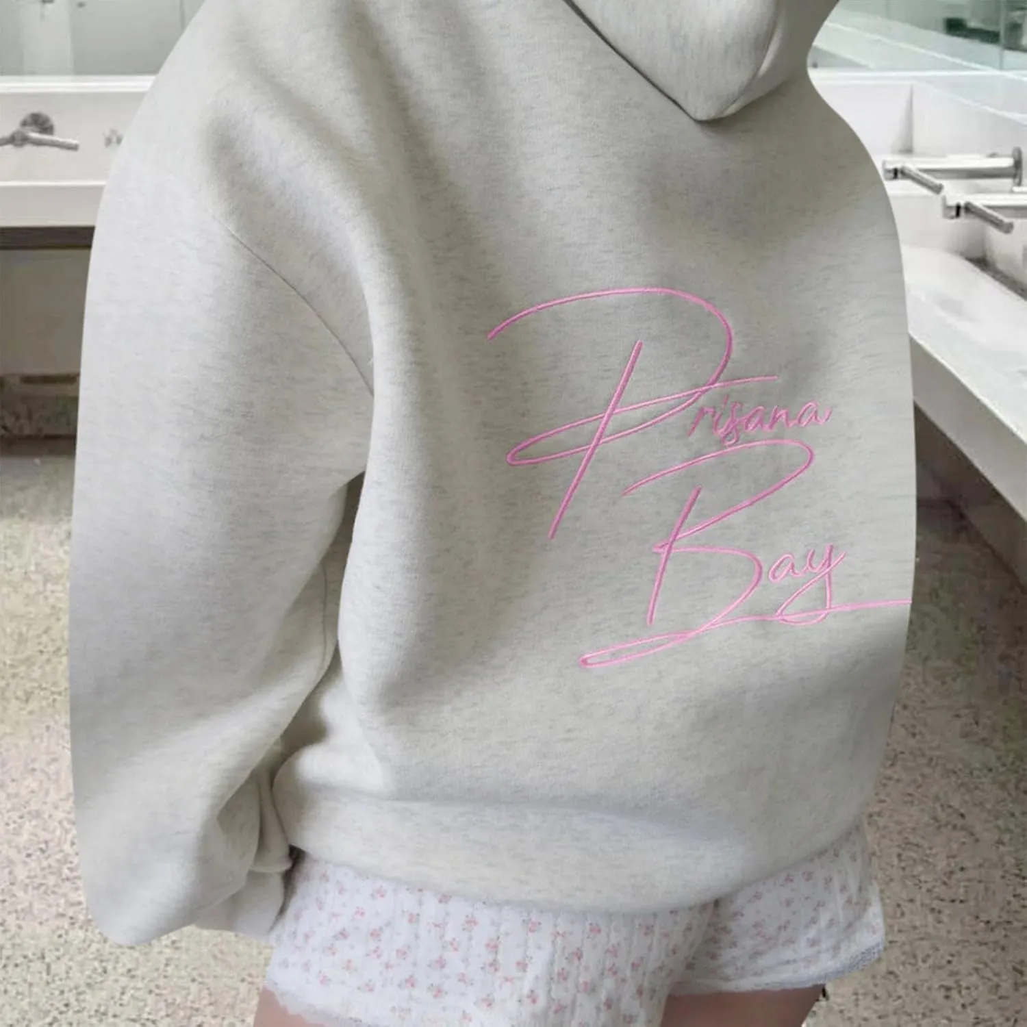 Embroidered Bow Hoodie For Women Trendy Preppy Sweatshirts Aesthetic Hoodies Cute Hoodie Casual Essential Sweater