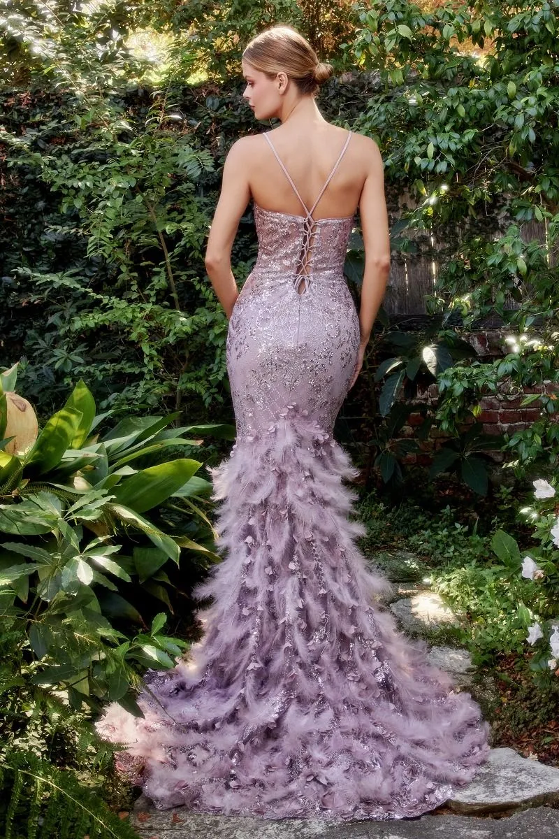 FEATHER MERMAID GOWN CDA1116