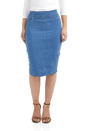 High Waisted Pull-on Jean Pencil Skirt 'Siena' EX802208