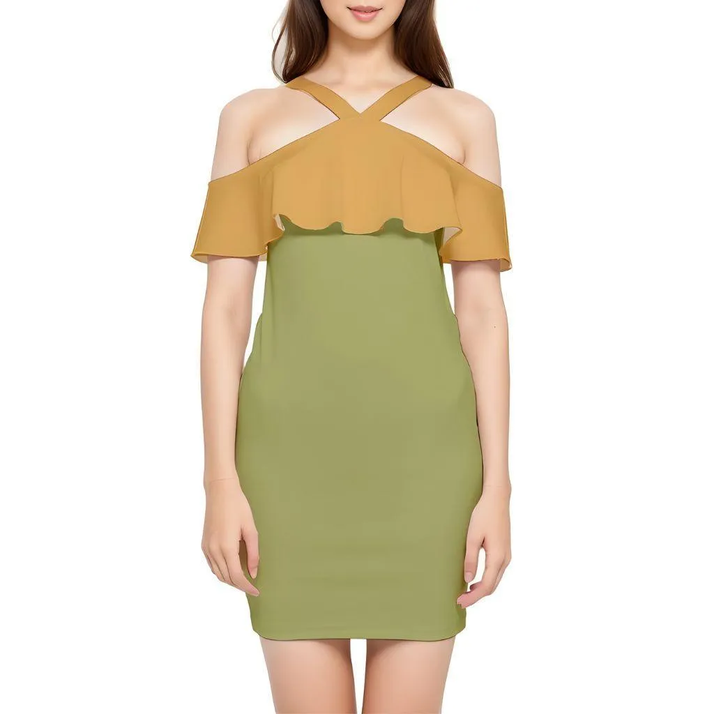 Jana Color Block Reversible Strap Off Shoulder Bodycon Dress