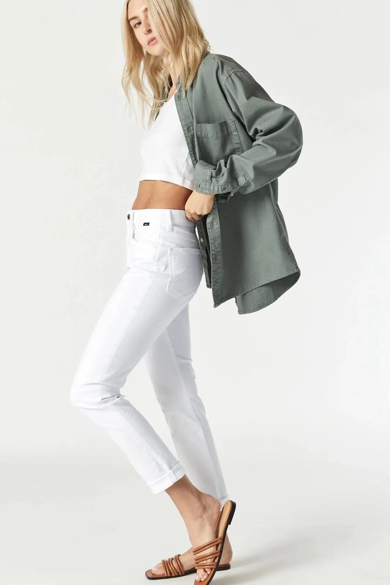 Kathleen Slim Boyfriend Jeans White