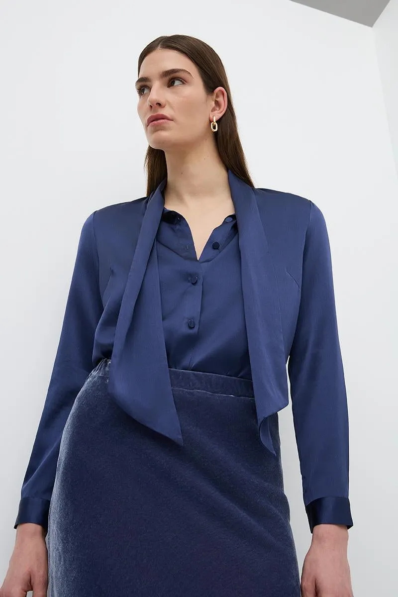 LIGHTNESS OF BEING BOW BLOUSE MIDNIGHT