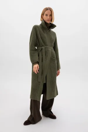 Long Ribbed Cashmere Coatigan