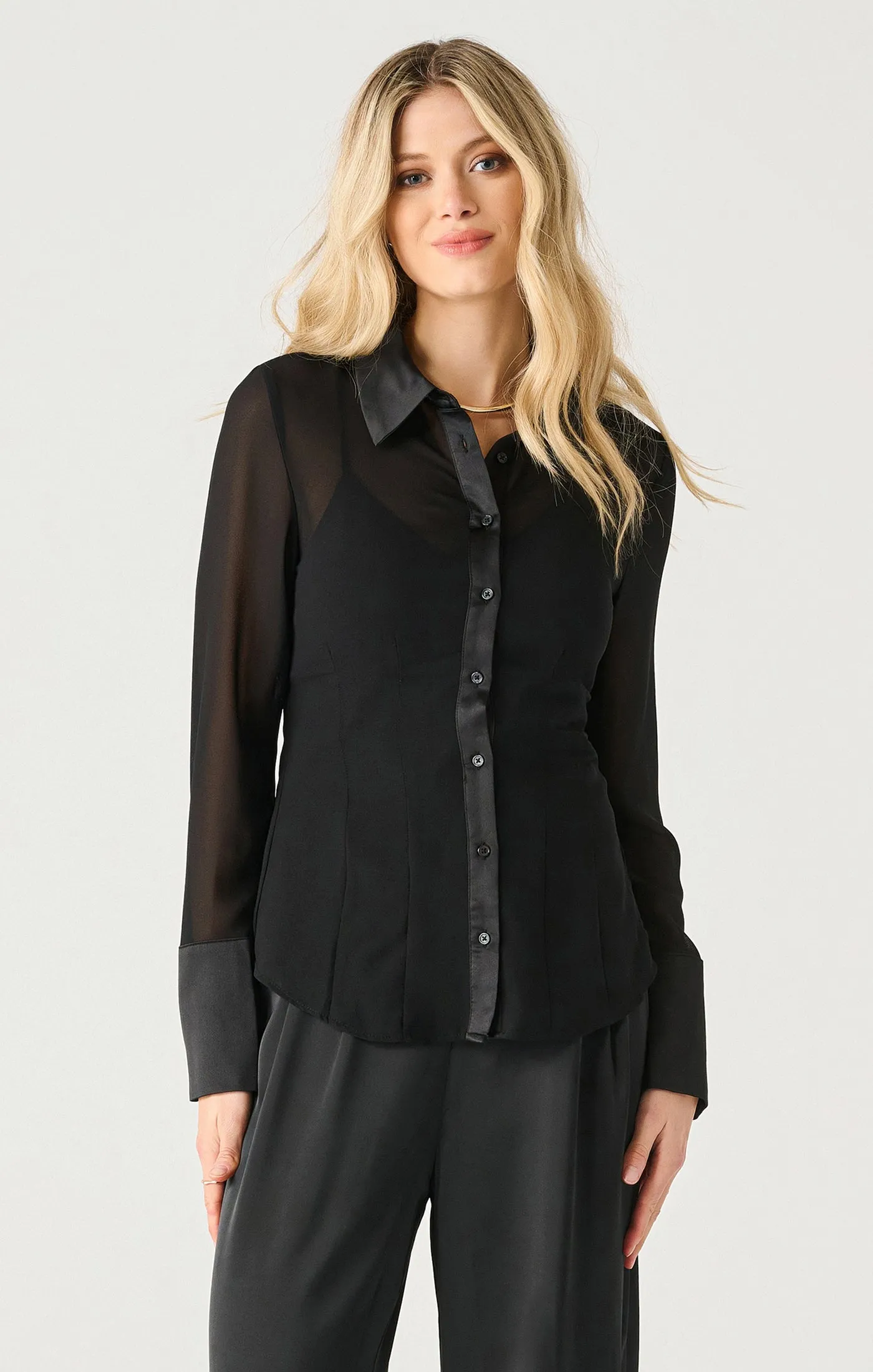 LS Sinched Sheer Blouse
