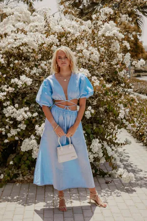 Maise Linen Maxi Skirt- Sky Blue