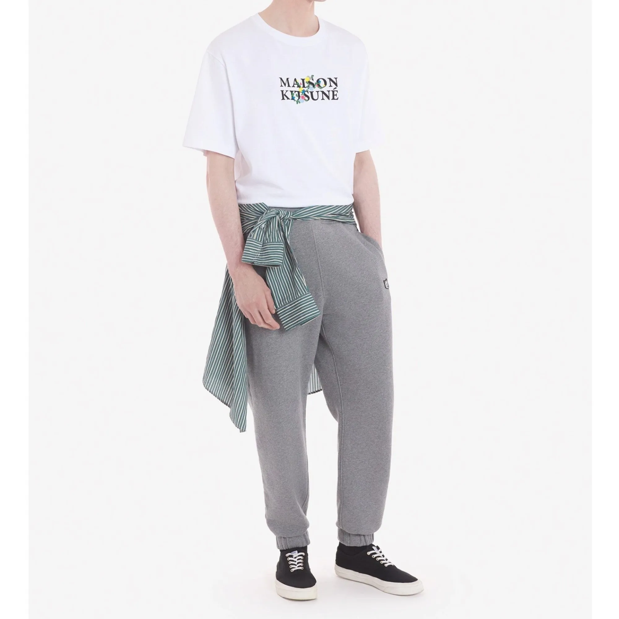 Men Maison Kitsune Flowers Oversize Tee-Shirt - White