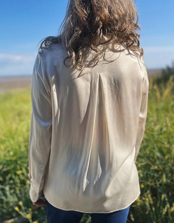 Milano Satin Blouse in Cream