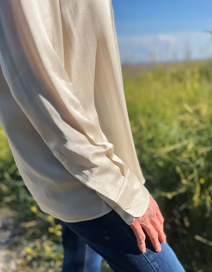 Milano Satin Blouse in Cream