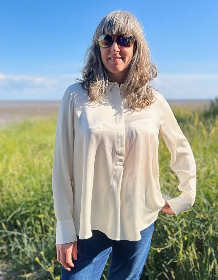 Milano Satin Blouse in Cream