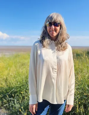 Milano Satin Blouse in Cream