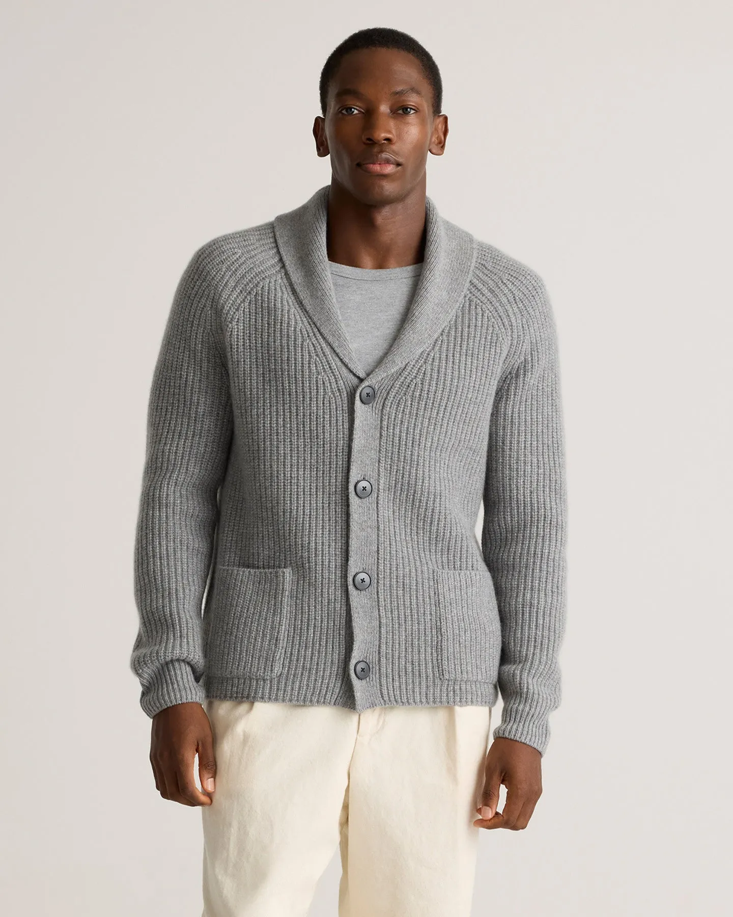 Mongolian Cashmere Shawl Collar Cardigan