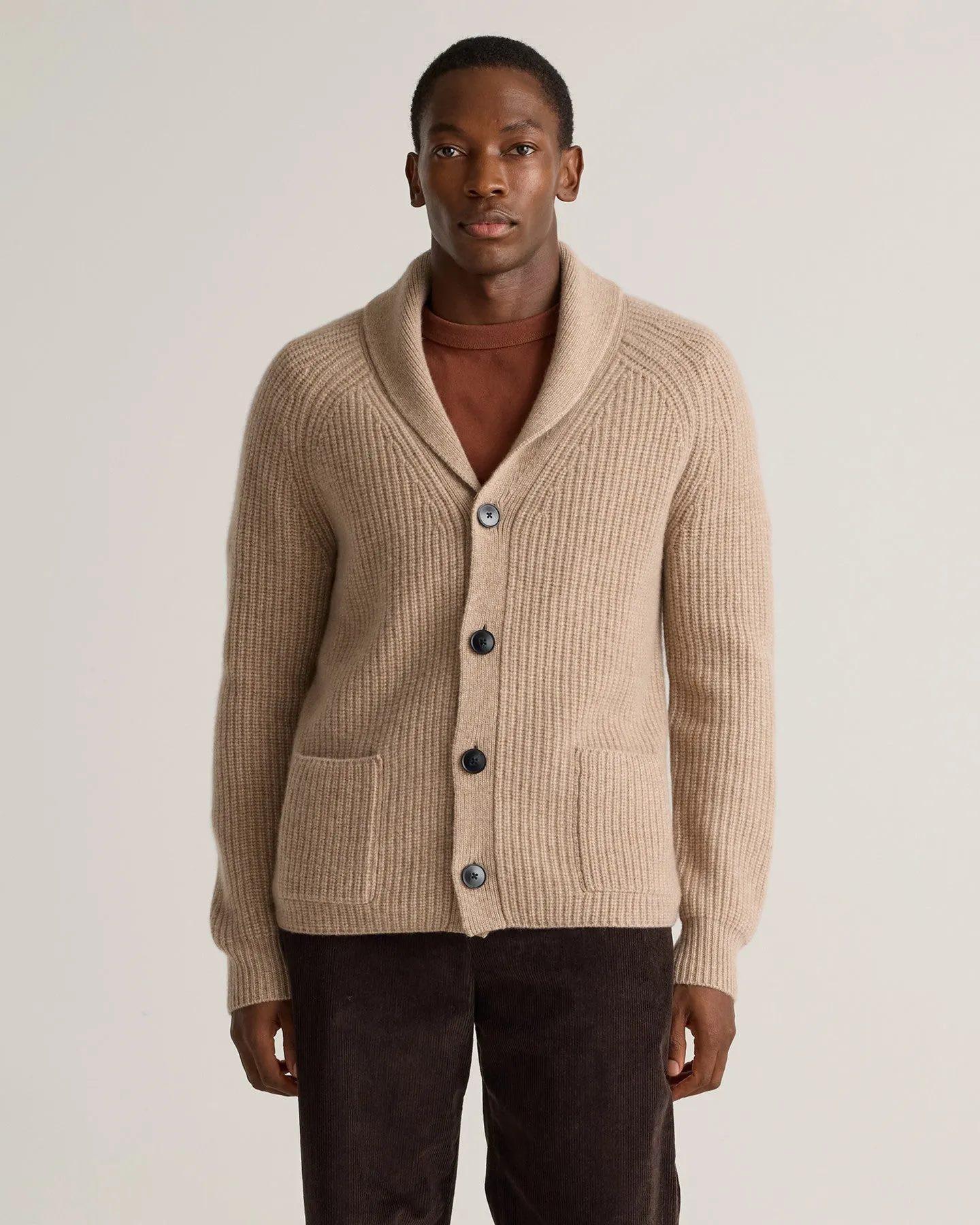 Mongolian Cashmere Shawl Collar Cardigan