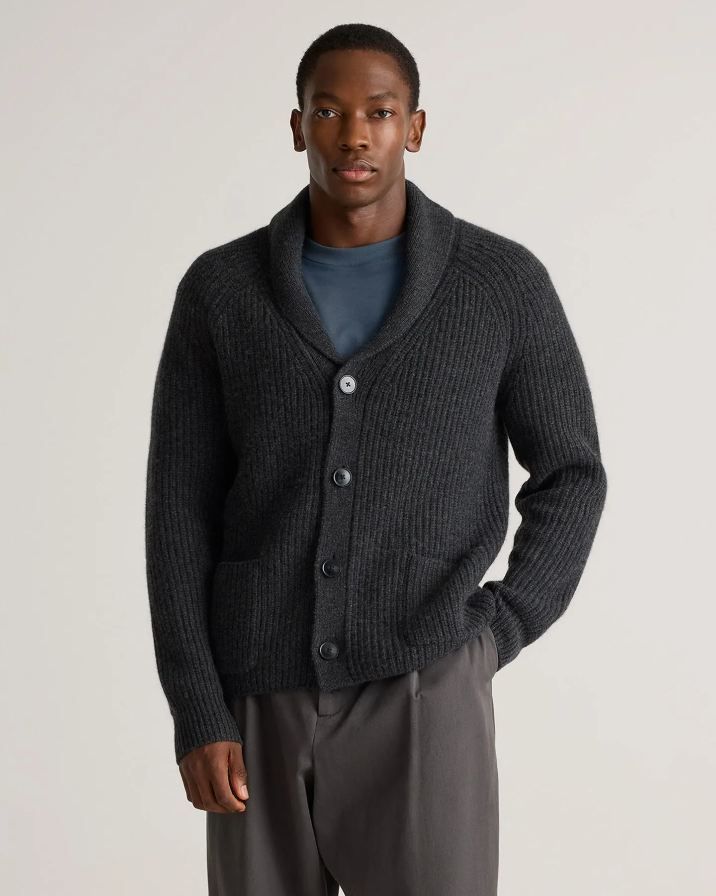 Mongolian Cashmere Shawl Collar Cardigan