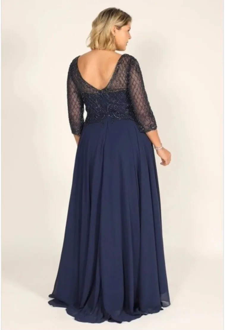 Mother of the Bride / Long sleeve with a scoop neckline