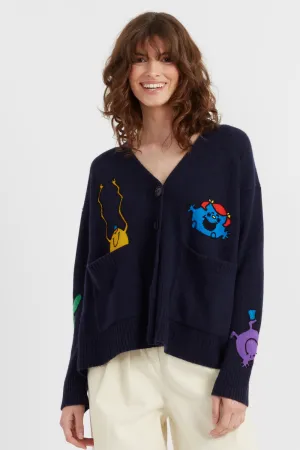 Navy Wool-Cashmere Mr. Men Little Miss Cardigan