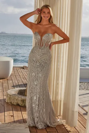 NOX ANABEL R1695 Strapless Sequin Beaded Dress