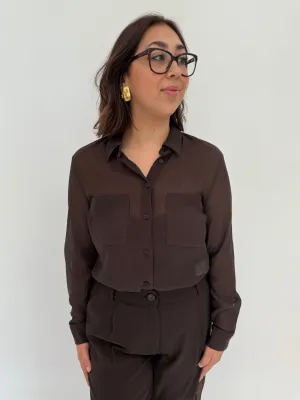 Orzo Sheer Blouse - Dark Brown
