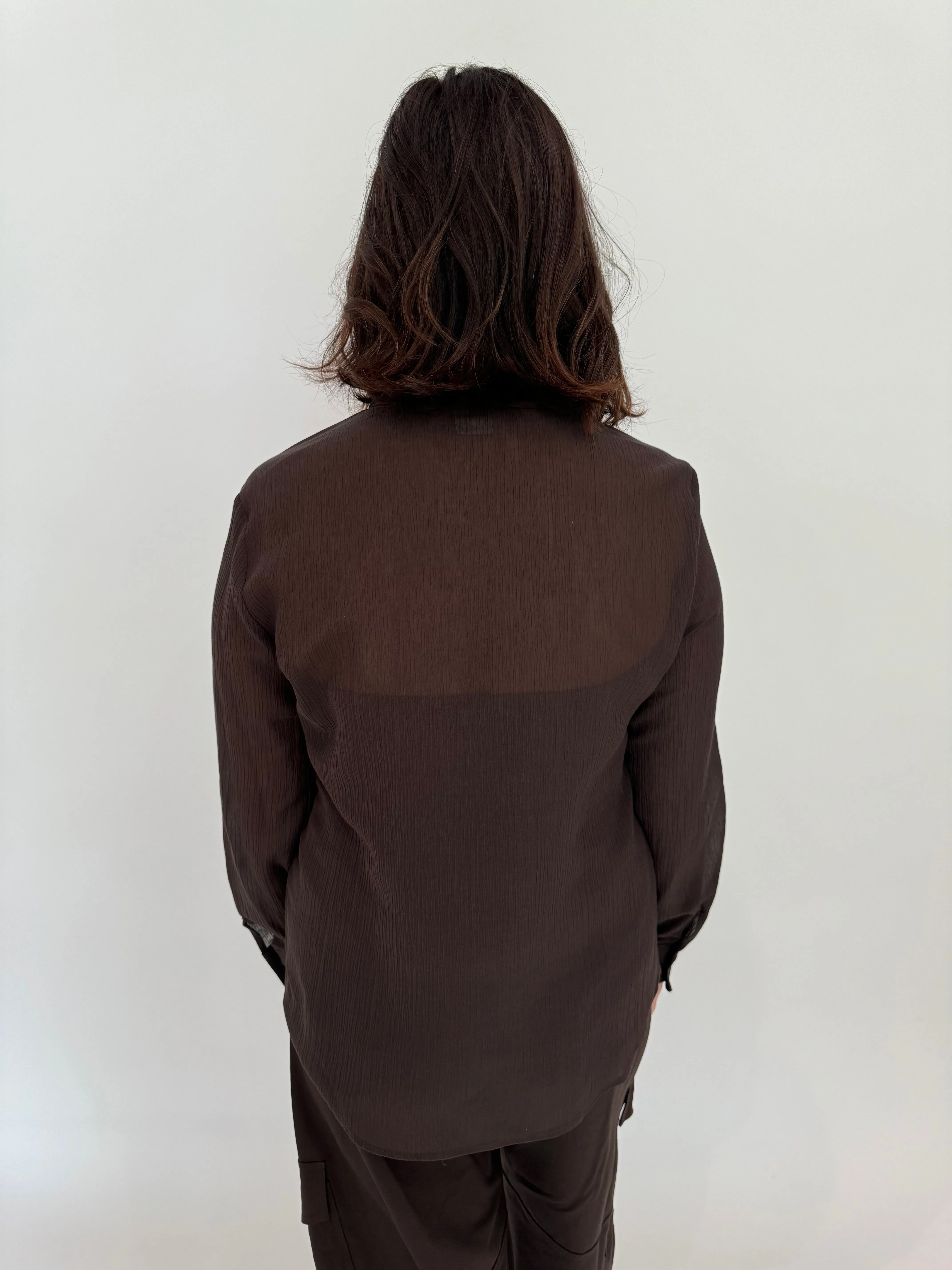 Orzo Sheer Blouse - Dark Brown