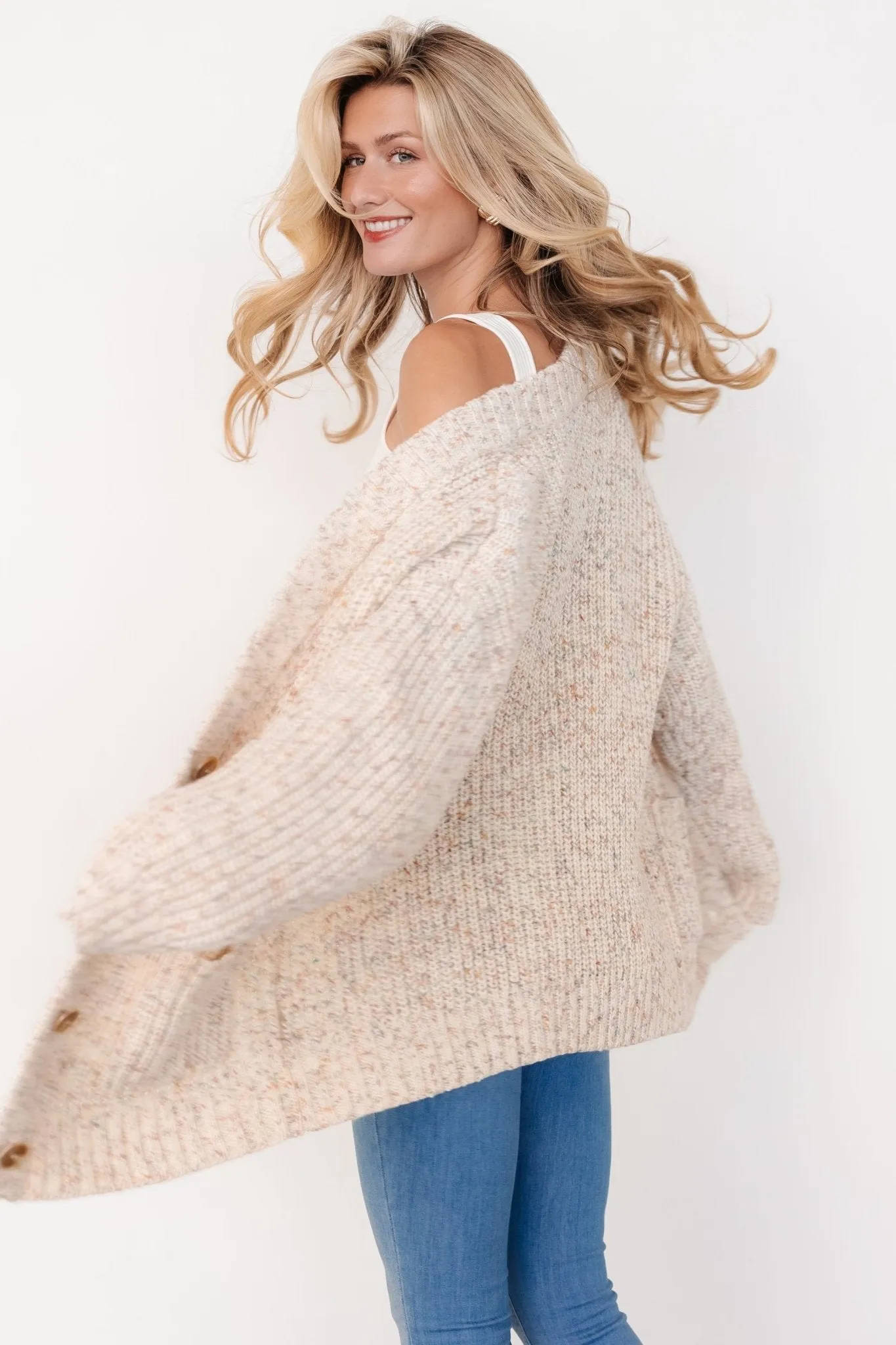 Phillis Chunky Knit Cardigan | Oatmeal Multi