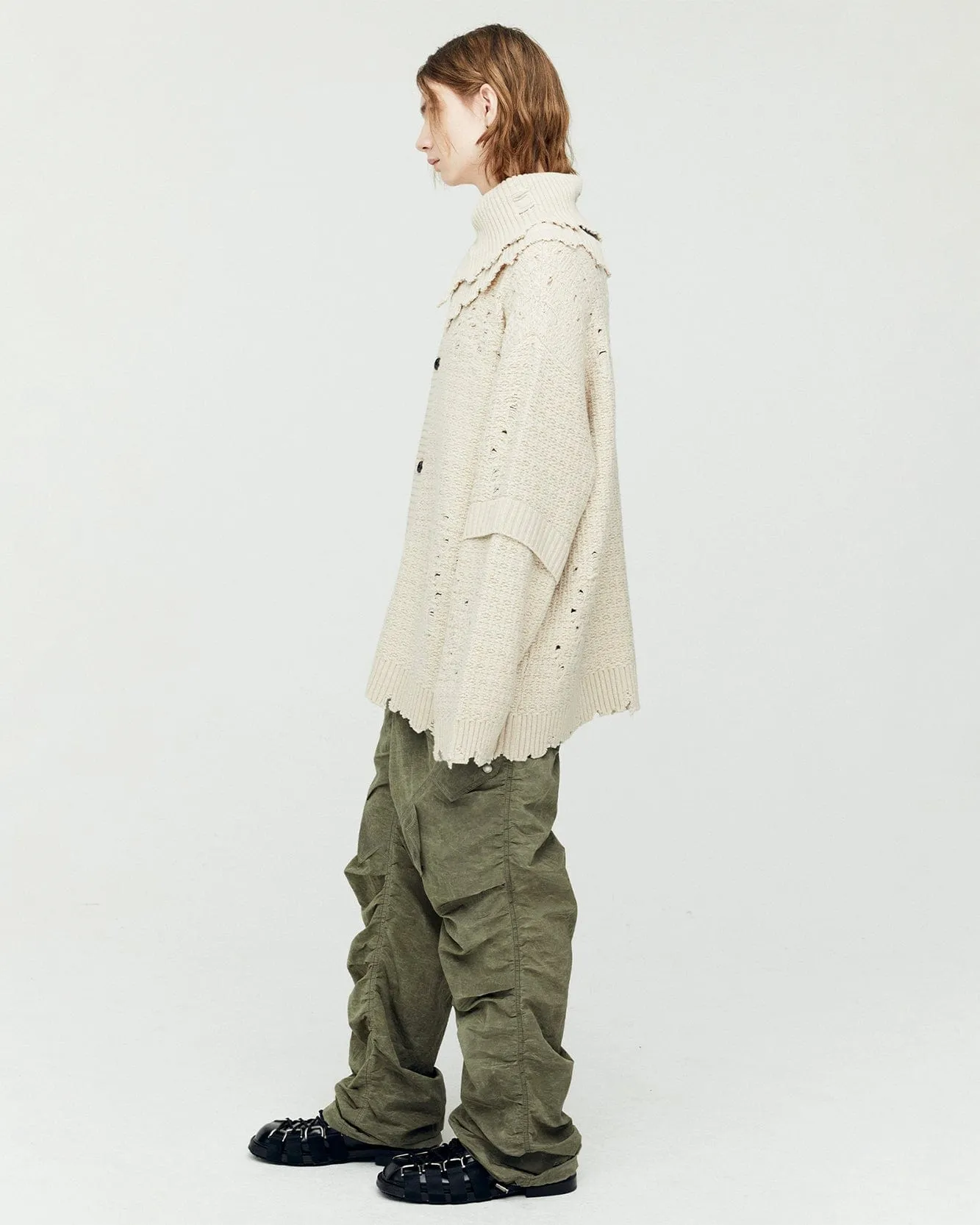 ROGHEN WOOL LONG CARDIGAN atb1156m(ECRU)
