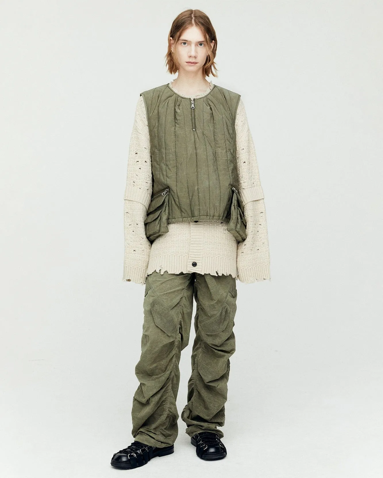 ROGHEN WOOL LONG CARDIGAN atb1156m(ECRU)