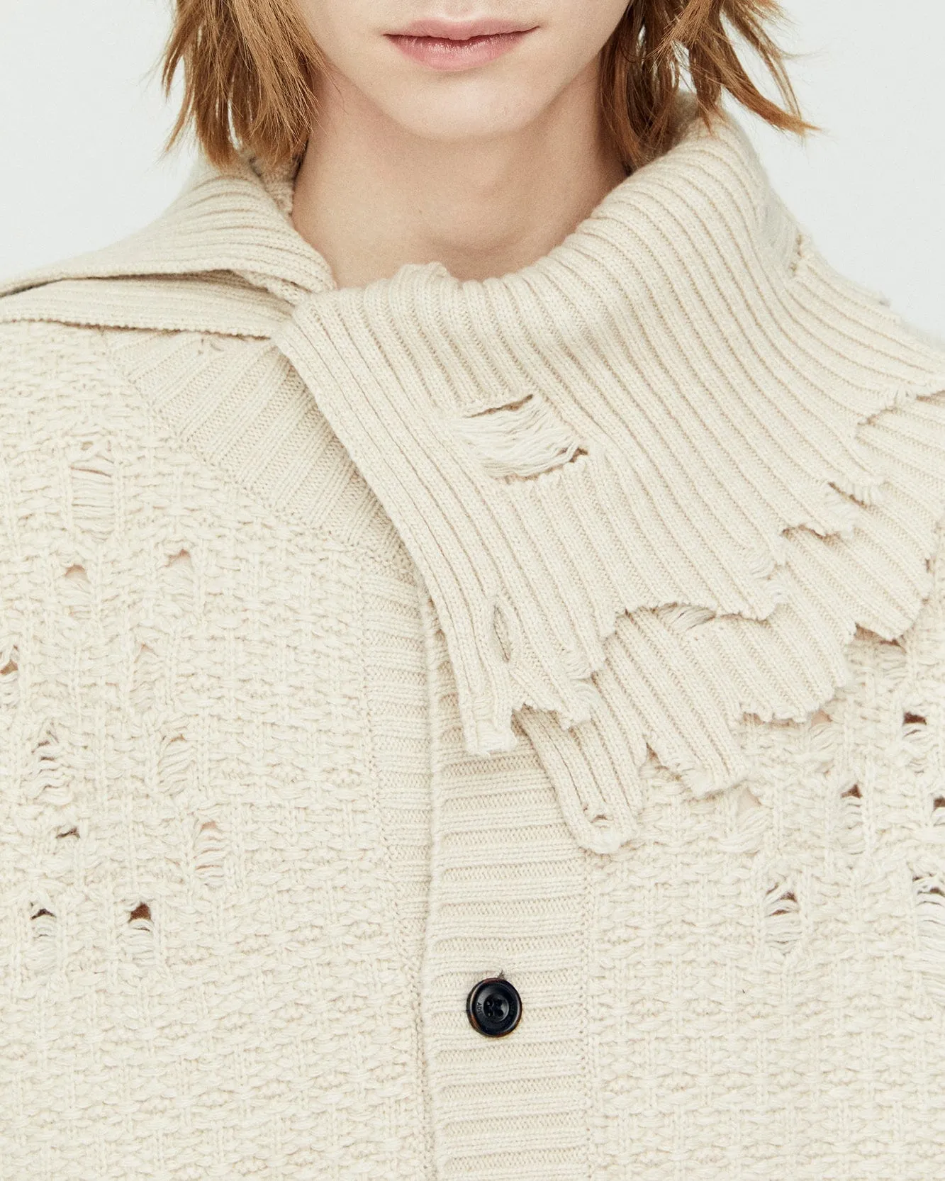 ROGHEN WOOL LONG CARDIGAN atb1156m(ECRU)