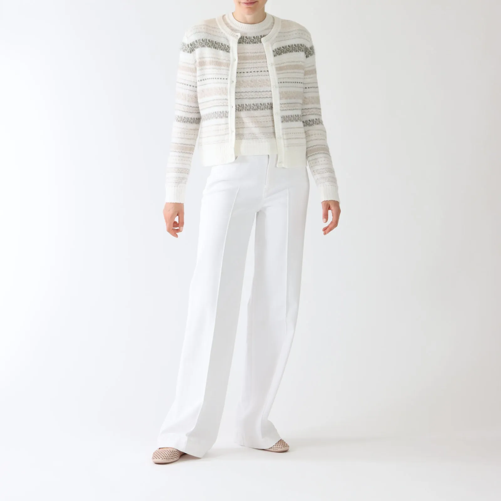 Sage Powder Striped Knit Cardigan