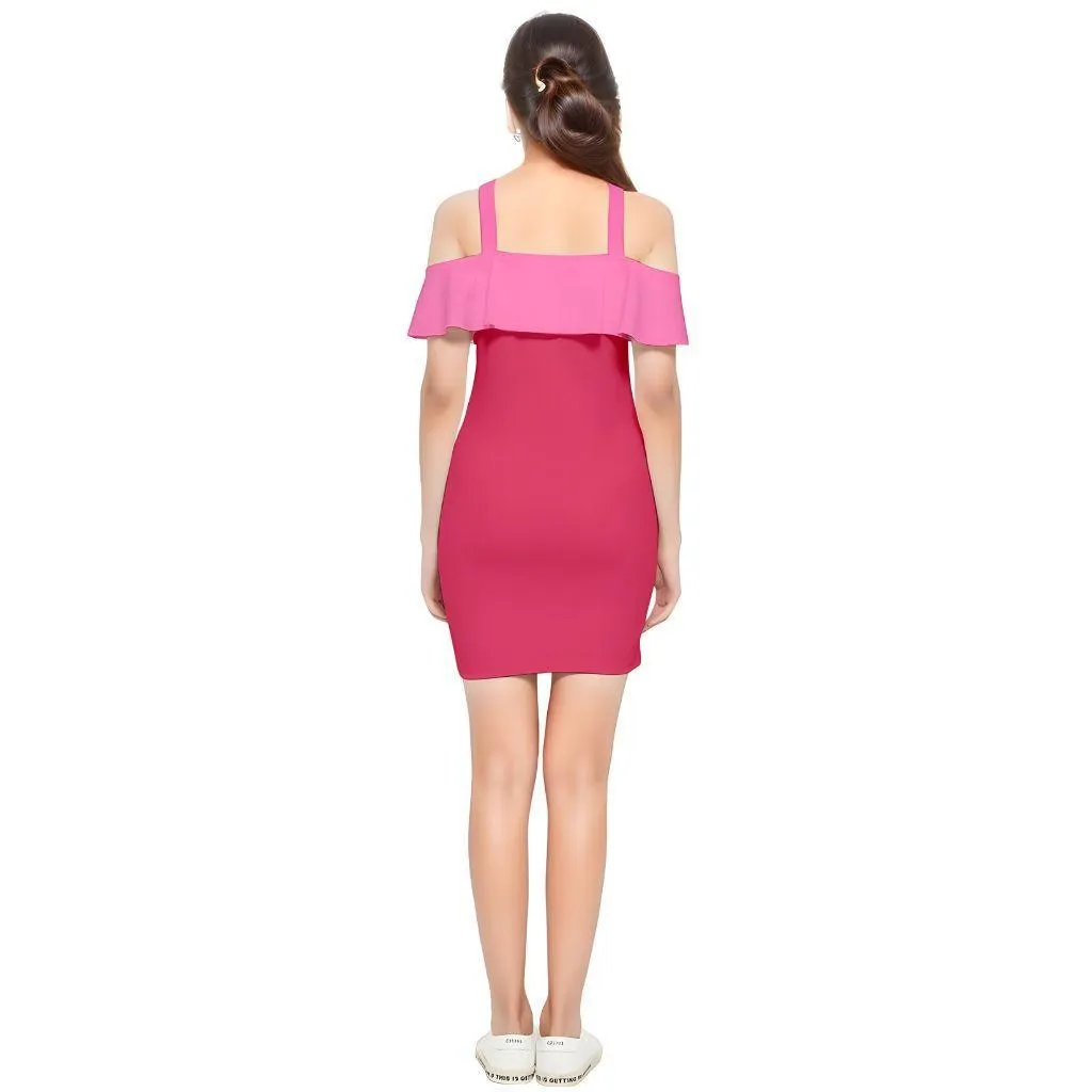 Sechia Color Block Reversible Strap Off Shoulder Bodycon Dress