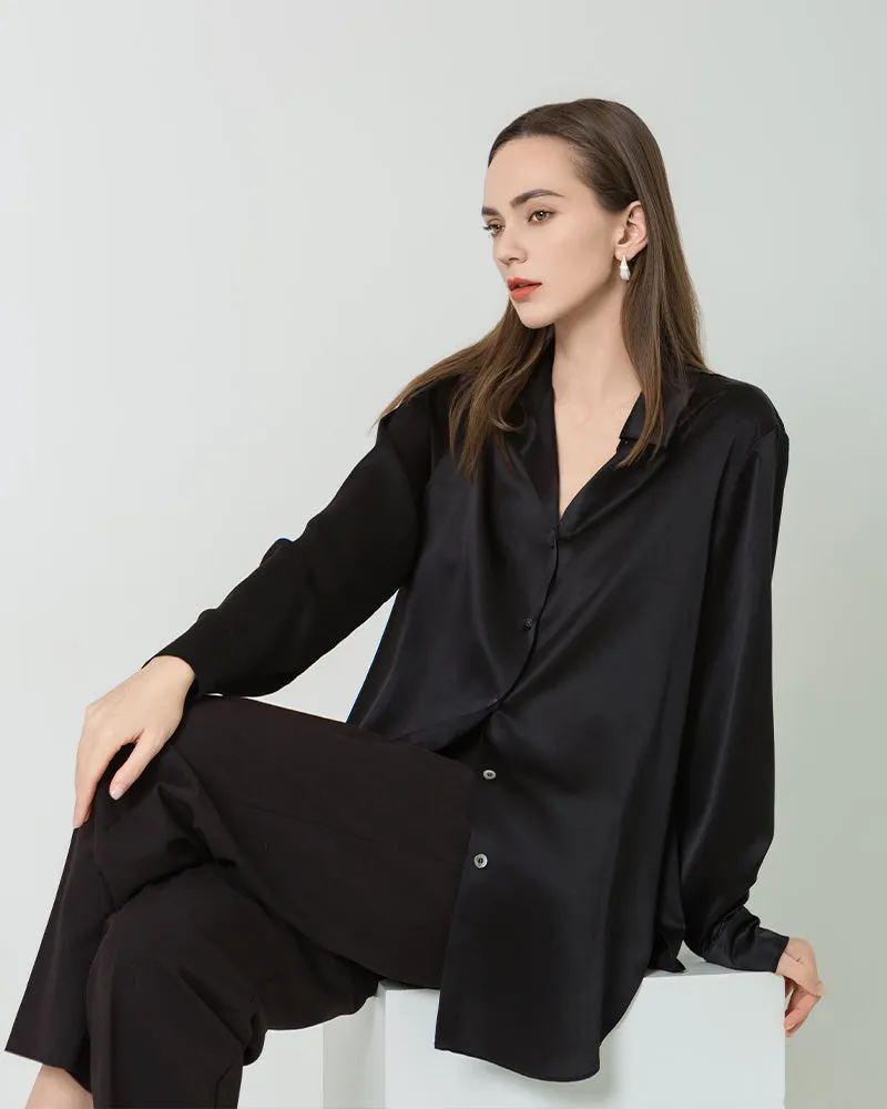 Silk Satin Oversized Button Up Shirt