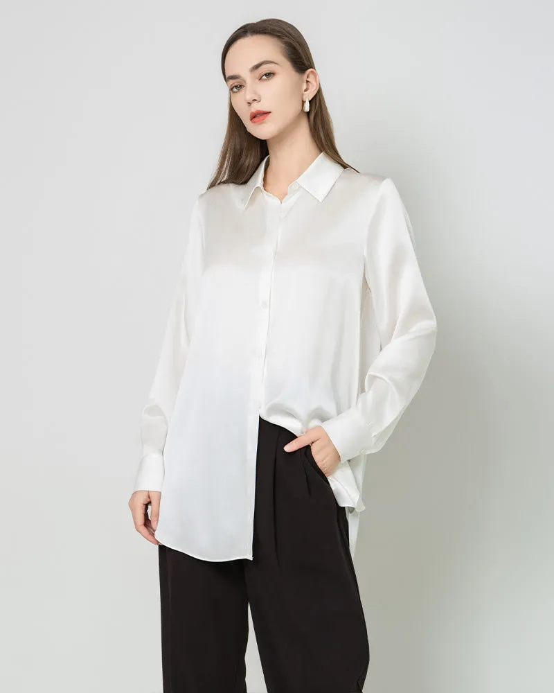 Silk Satin Oversized Button Up Shirt