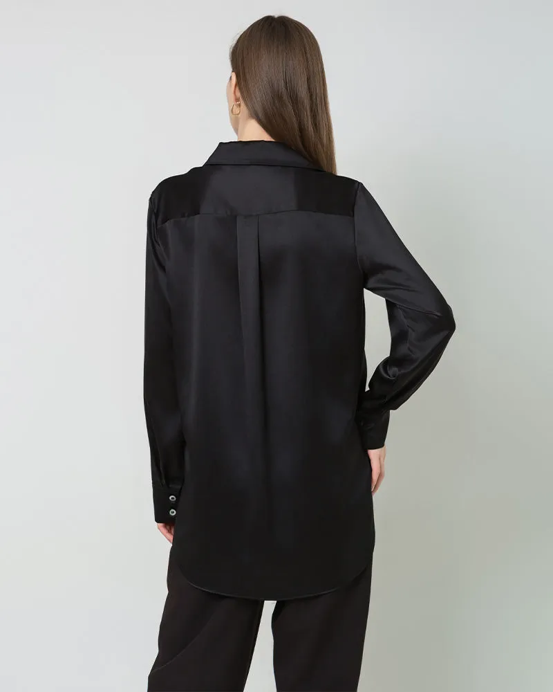 Silk Satin Oversized Button Up Shirt