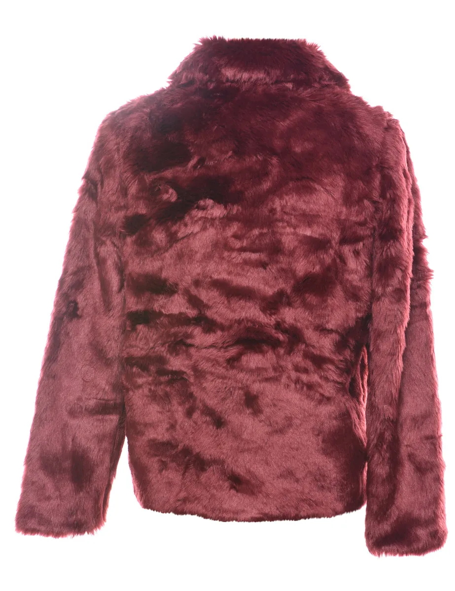 Single Breasted Y2K Faux Fur Coat - S