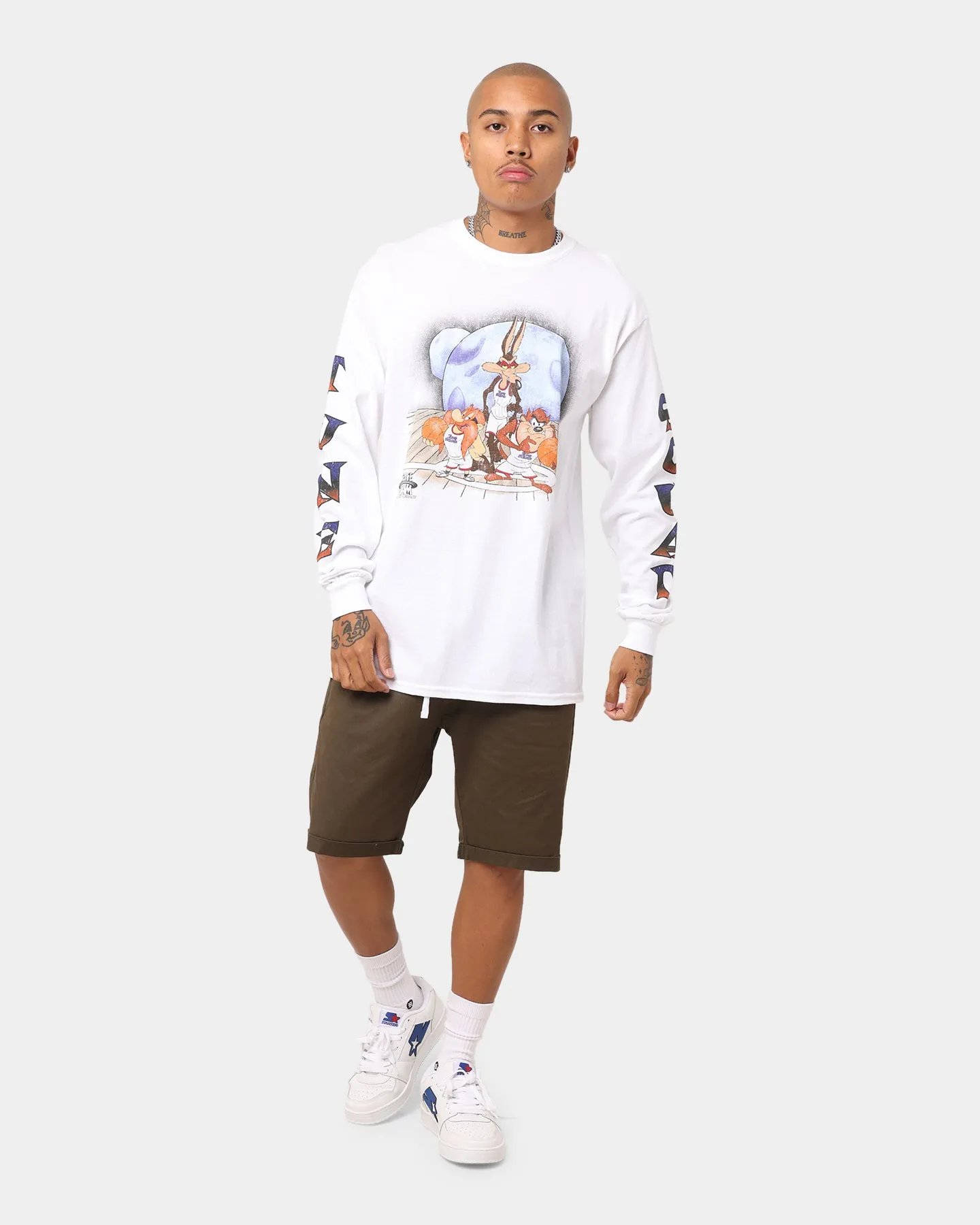 Space Jam Planets Long Sleeve T-Shirt White