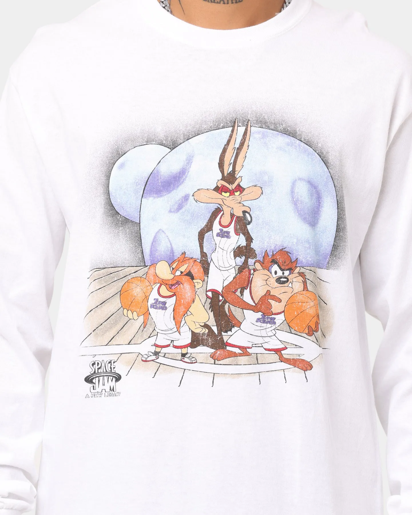 Space Jam Planets Long Sleeve T-Shirt White