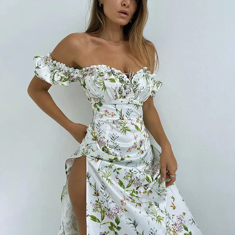 TastyHottie - Abby Floral Off Shoulder Maxi Dress