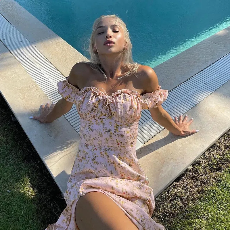 TastyHottie - Abby Floral Off Shoulder Maxi Dress