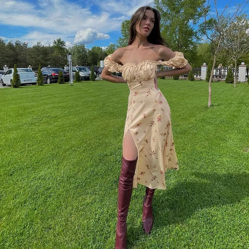 TastyHottie - Abby Floral Off Shoulder Maxi Dress